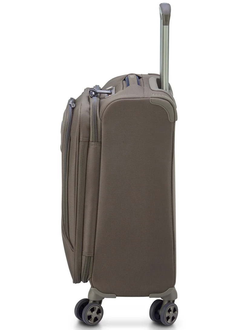 DELSEY Paris Small Helium DLX 2.0 - 55 Cm Softcase 4-Double Wheeled Expandable Cabin Luggage Trolley - Mocha  | Best Price UAE