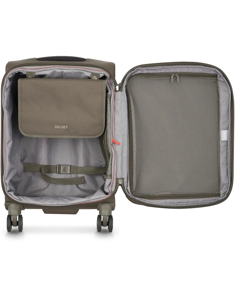 DELSEY Paris Small Helium DLX 2.0 - 55 Cm Softcase 4-Double Wheeled Expandable Cabin Luggage Trolley - Mocha  | Best Price UAE