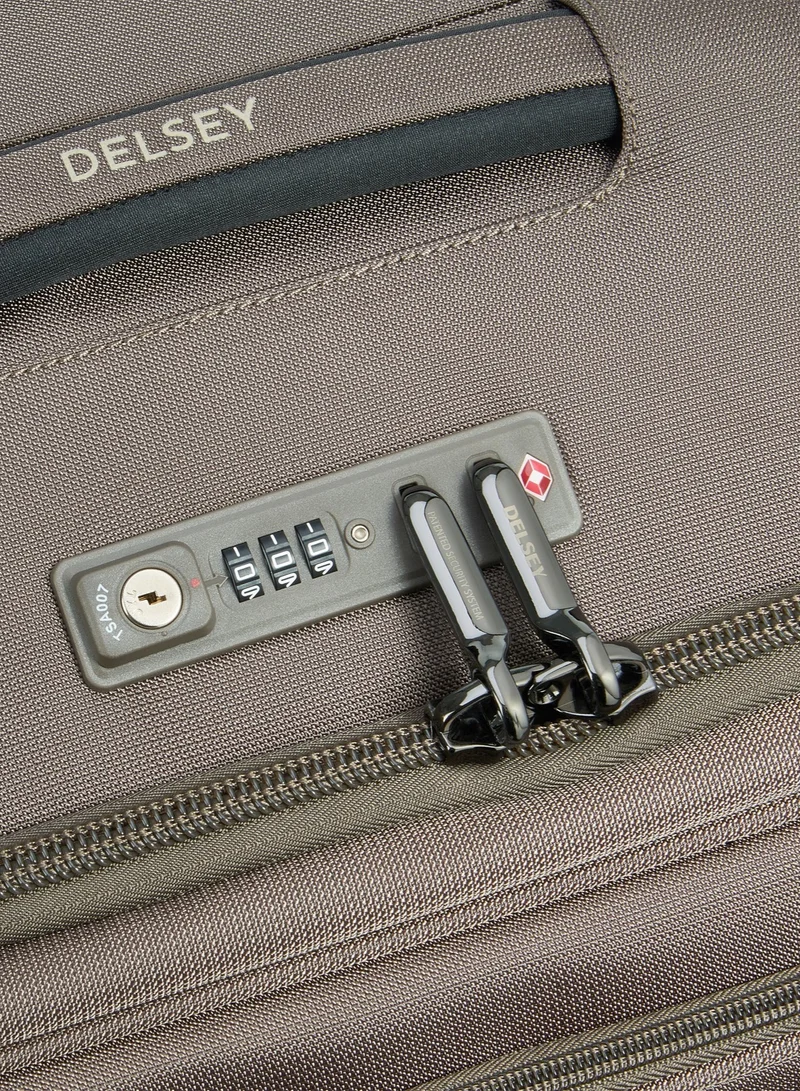 DELSEY Paris Small Helium DLX 2.0 - 55 Cm Softcase 4-Double Wheeled Expandable Cabin Luggage Trolley - Mocha  | Best Price UAE