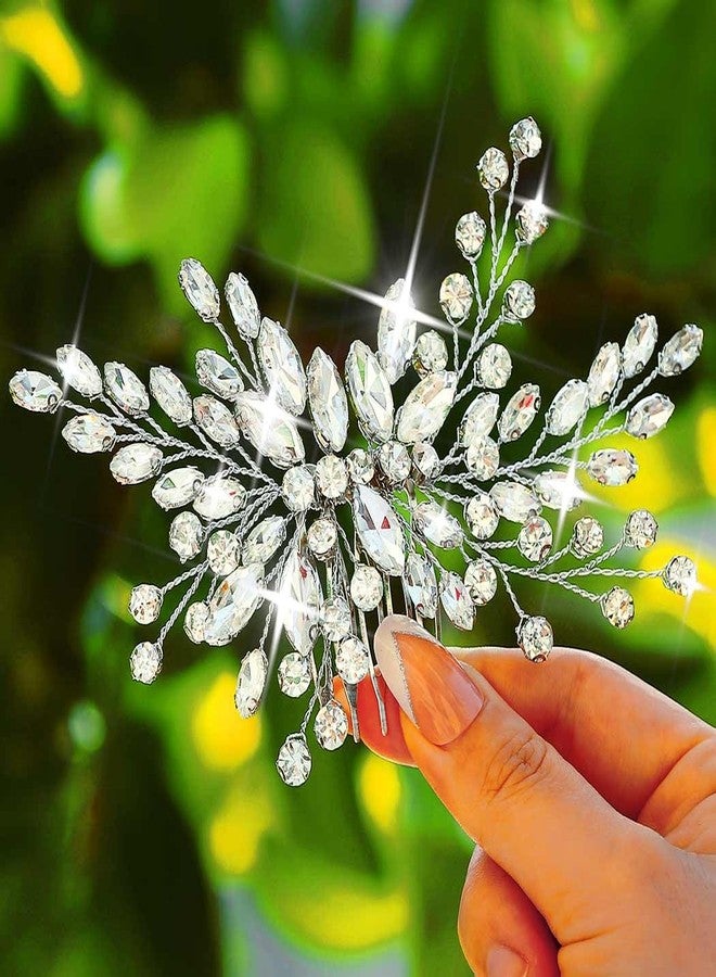 Latious Crystal Wedding Hair Comb Silver Bridal Hair Pieces Rhinestone Hair Accessories for Women and Brides (Silver) - Image 1