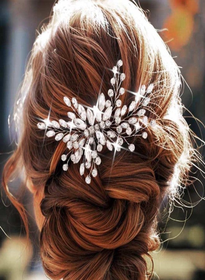 Latious Crystal Wedding Hair Comb Silver Bridal Hair Pieces Rhinestone Hair Accessories for Women and Brides (Silver) - Image 2