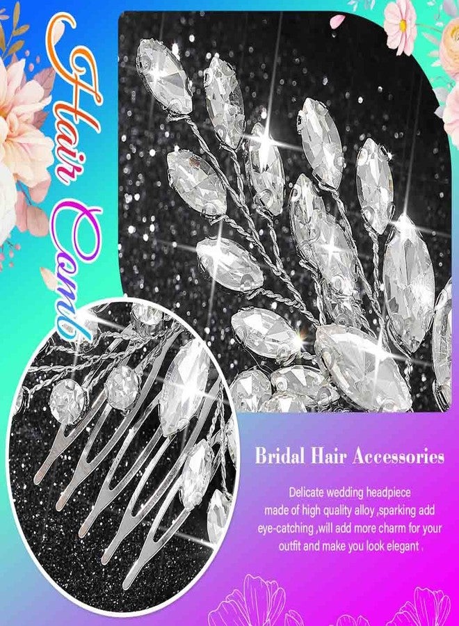 Latious Crystal Wedding Hair Comb Silver Bridal Hair Pieces Rhinestone Hair Accessories for Women and Brides (Silver) - Image 5