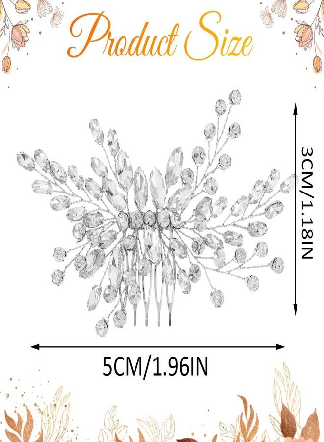 Latious Crystal Wedding Hair Comb Silver Bridal Hair Pieces Rhinestone Hair Accessories for Women and Brides (Silver) - Image 4