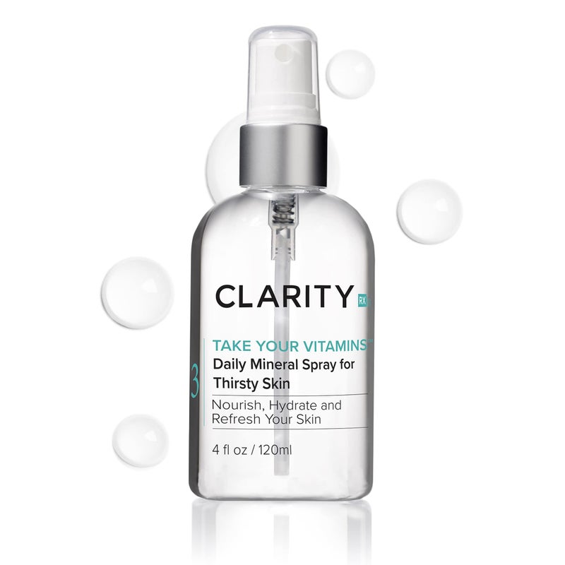 ClarityRx Take Your Vitamins Daily Mineral Spray for Dry Skin Natural PlantBased Moisturizing Face  Body Mist for All Skin Types 4 fl oz