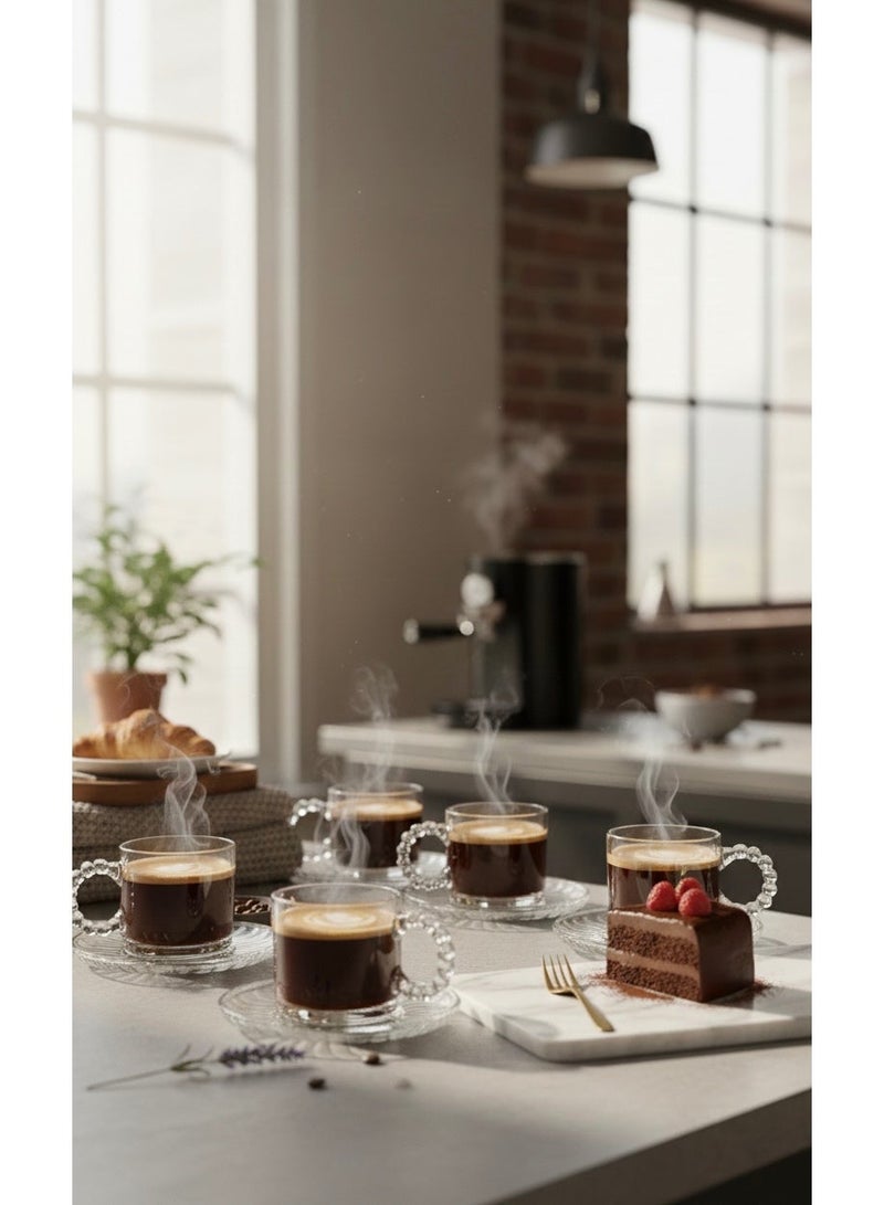 Coffee cup Set with plates 12 Pieces (6 cups + 6 plates) - Image 2