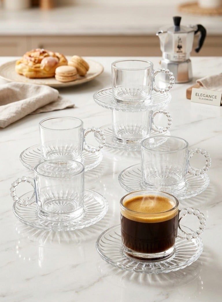 Coffee cup Set with plates 12 Pieces (6 cups + 6 plates) - Image 1