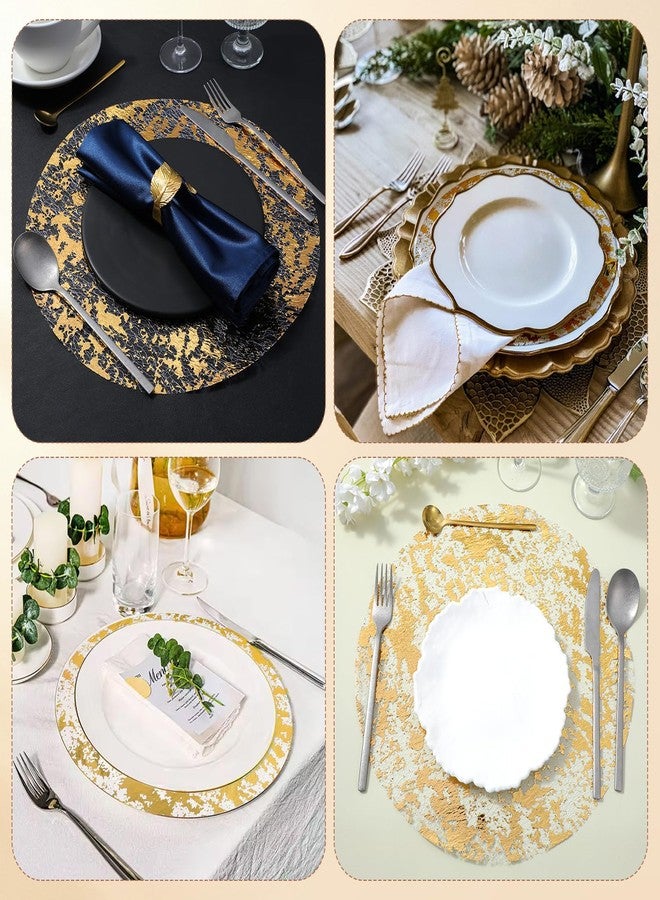 Limbeuuu 120 Pcs Disposable Gold Placemats Set Round Gold Foil Mesh Pressed Table Doilies Metallic Thin Mesh Table Runner for Home Decoratio 13 Inch - Image 4