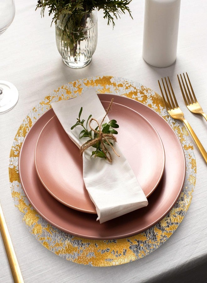 Limbeuuu 120 Pcs Disposable Gold Placemats Set Round Gold Foil Mesh Pressed Table Doilies Metallic Thin Mesh Table Runner for Home Decoratio 13 Inch - Image 5