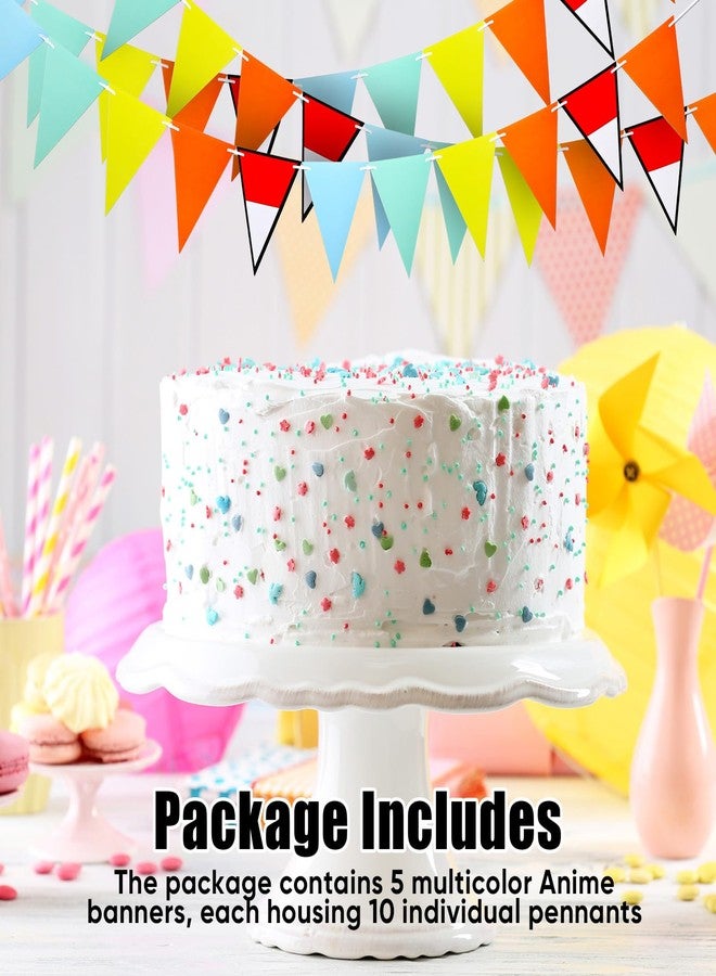 اودين لافتة حفلات أنمي من أوداين، 5 قطع، لافتة مثلثة ملونة، زينة عيد ميلاد متعددة الألوان، مناسبة لأعياد الميلاد والمناسبات الخارجية، ديكور معلق للحفلات - Image 4
