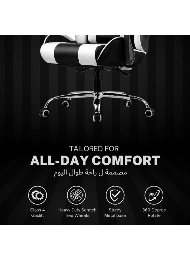GTPLAYER #1USA Ergonomic Gaming Chair with Adjustable Lumbar Support Cushion, Headrest & Armrests – PU Leather Computer Video Game Desk Chair for Gaming & Office - White white - Image 5