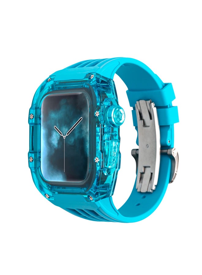 Suitable For Apple Watch With Modified Case Iwatch7/8 Transparent Case Fluorine Rubber With Butterfly Buckle 44/45mm - Image 1
