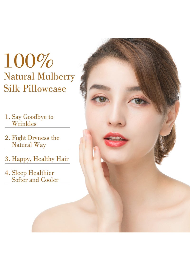 Y&D Natural Mulberry Silk Pillowcase, Soft Smooth Cooling Premium Grade Pillow Covers, for Hair and Skin Health, Standard Size 50 x 75 cm Sleeping (2 Pcs Grey)  - Image 2