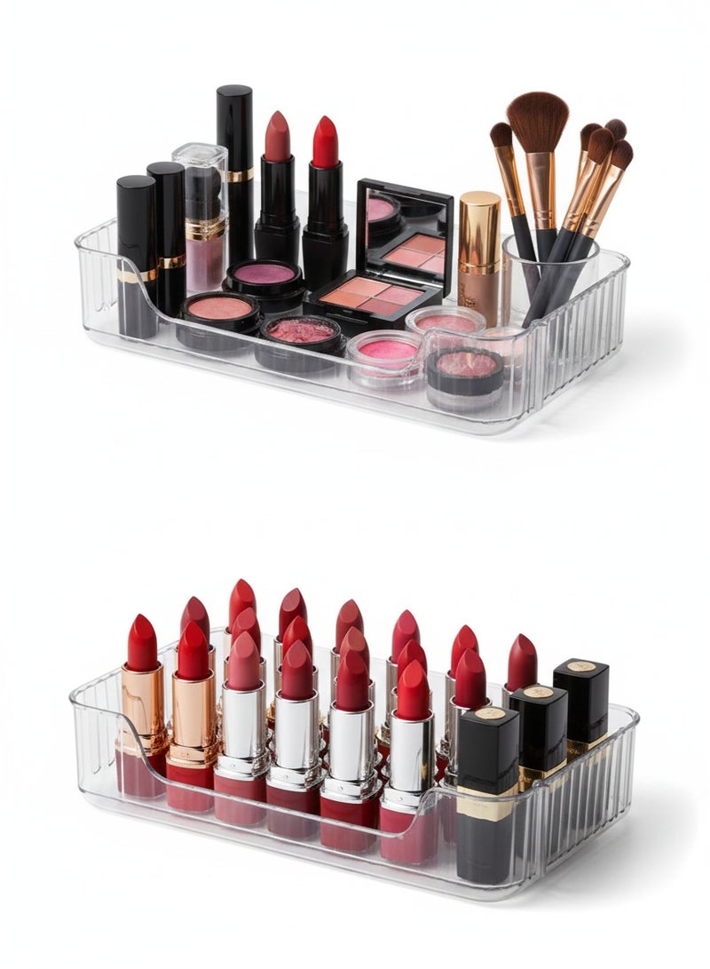 Modern Two-Piece Acrylic Organizer – Stackable Storage Shelf for Kitchen, Bathroom, Cosmetics, Spices, Perfumes and Utensils – 30 × 17 cm - Image 1