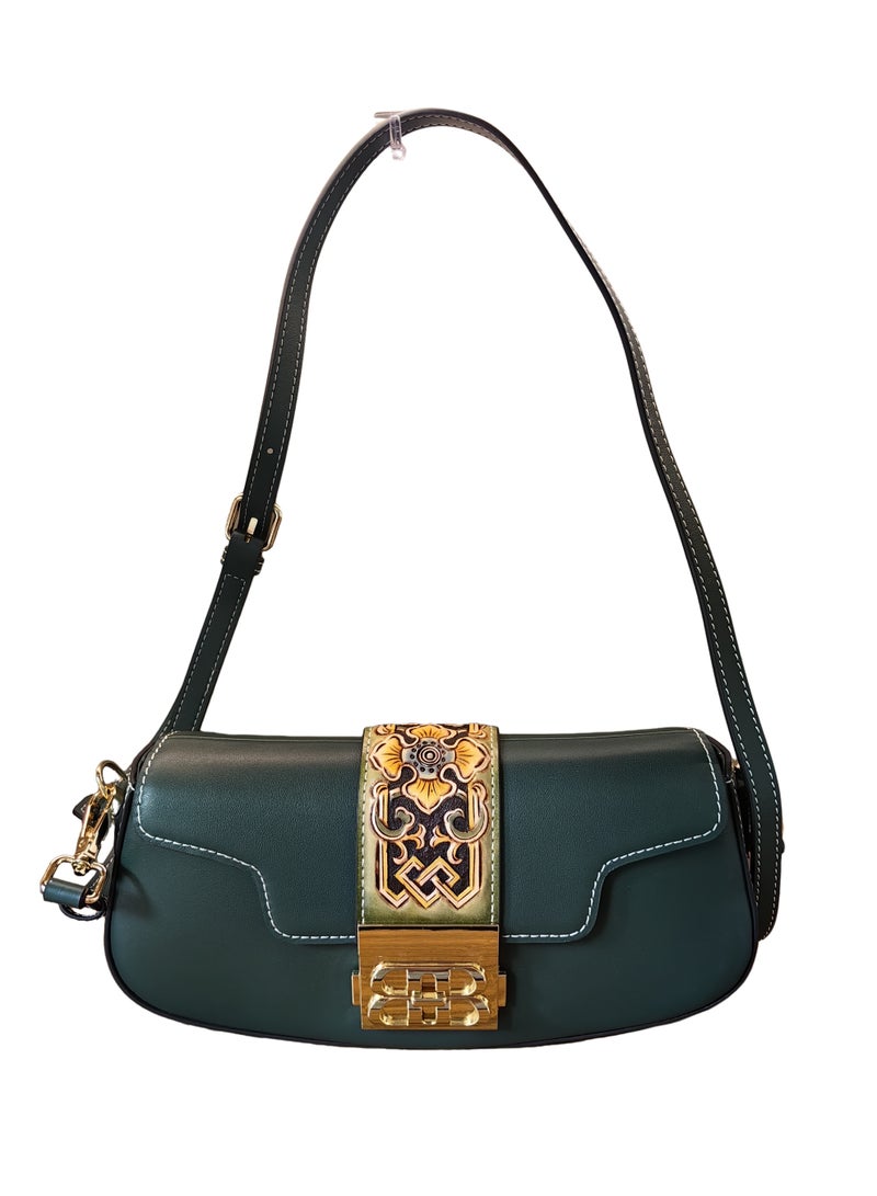 Lumo Leather Care-Artisan Hand-Carved & Painted Genuine Leather Satchel, Vintage Floral Handcrafted 2-in-1 Shoulder Crossbody Bag - Image 4