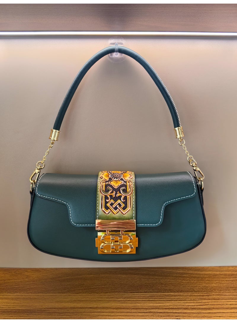 Lumo Leather Care-Artisan Hand-Carved & Painted Genuine Leather Satchel, Vintage Floral Handcrafted 2-in-1 Shoulder Crossbody Bag - Image 5