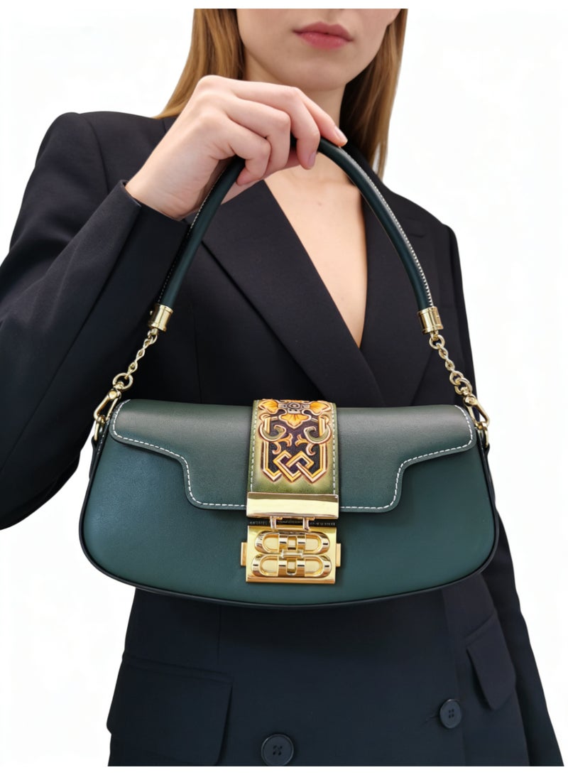 Lumo Leather Care-Artisan Hand-Carved & Painted Genuine Leather Satchel, Vintage Floral Handcrafted 2-in-1 Shoulder Crossbody Bag - Image 2