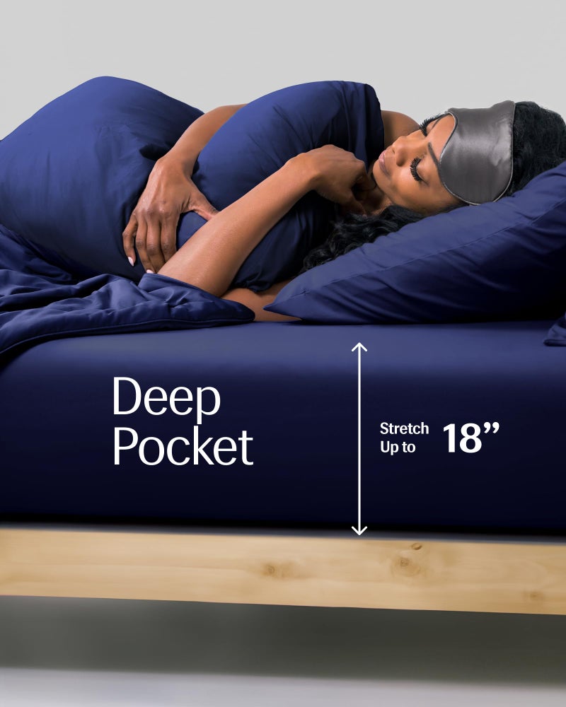 Rest REST Evercool+ Fitted Sheet  Cali King  Midnight Blue  15"" Deep (up to 18)  Breathable Bedding for Hot Sleeper and Night Sweats  Bed Sheet with Ionic+ Self-Cleaning Silver Yarn for Sensitive Skin  - Image 4