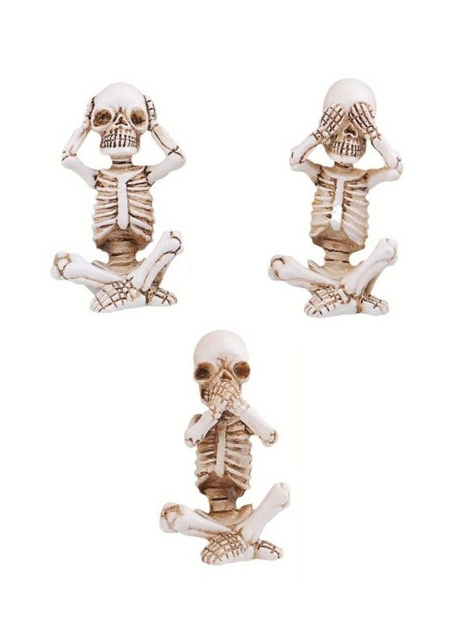 SHENIAFC 3 Pcs Aquarium Skeleton Decor - Waterproof Resin Hear No See No Speak No Evil Figurines for Fish Tank, Halloween Gothic Underwater Scene Setup - Image 1