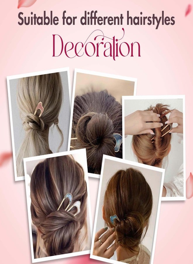 Homeaura 4 Pcs Metal U Shaped Hair Pins for Women | Judas Pins for Hair Bun | Korean Hair Accessories | Stylish Hair Bun Stick | French Hair Pin for Women and Girls - Image 5