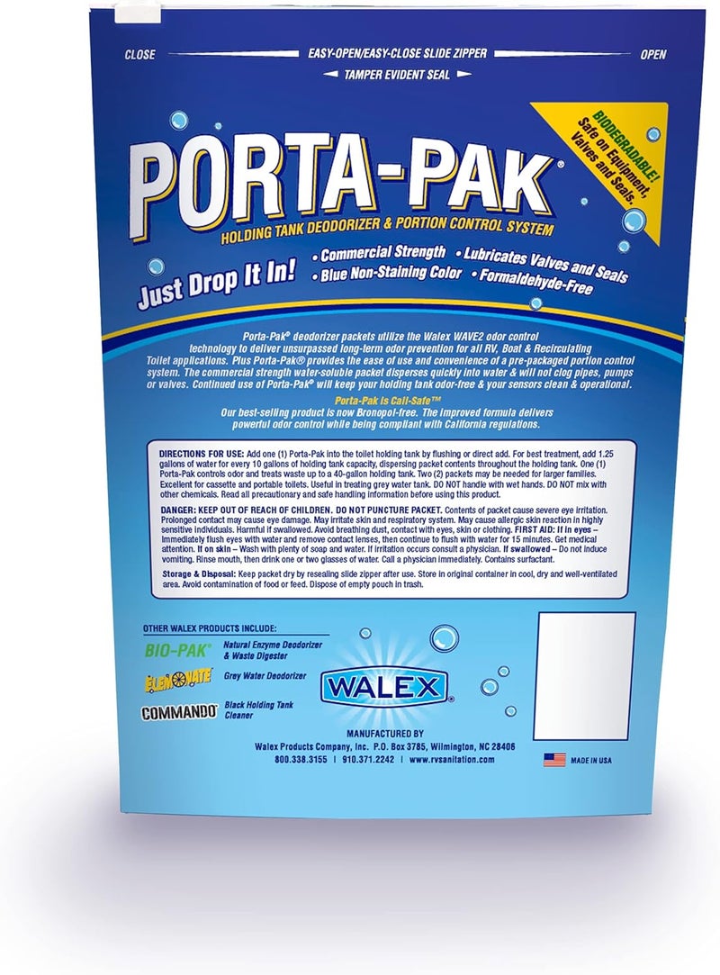 WALEX Porta-Pak RV Black Holding Tank Deodorizer Drop-Ins, Fresh Scent, 10 Deodorizing Packets - Image 2