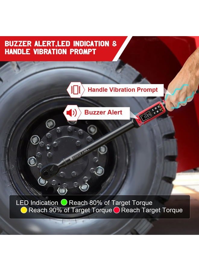 SUERCUP 1/2-inch Drive Digital Torque Wrench 4.4-295 Ft.lb/6-400Nm, ±1% Accuracy Digital Torque Wrench with Buzzer and LED Alarm,9 Preset Mode and Four Units of Measure for Car, Moto and Bike, DIY - Image 4