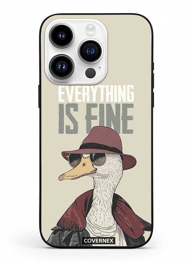 Covernex Apple iPhone 14 Pro Protective Case Cover Printed Featuring Everything is Fine Stylish Ostrich - Image 2