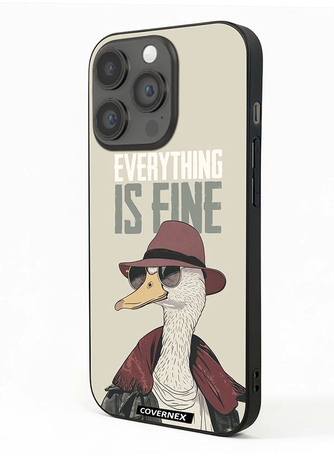 Covernex Apple iPhone 14 Pro Protective Case Cover Printed Featuring Everything is Fine Stylish Ostrich - Image 1