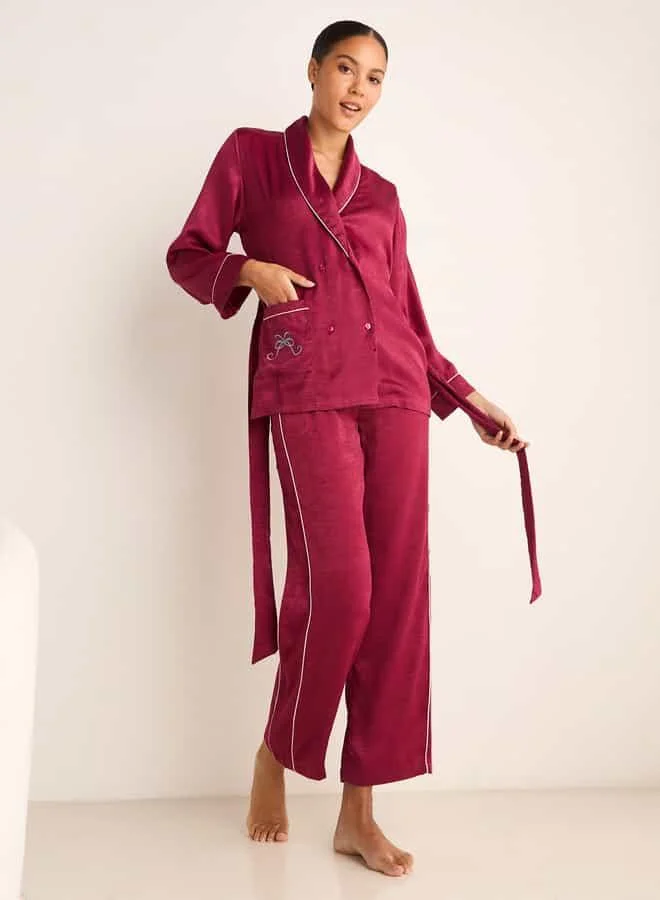 Splash FAV Embroidered Robe and Pyjama Set