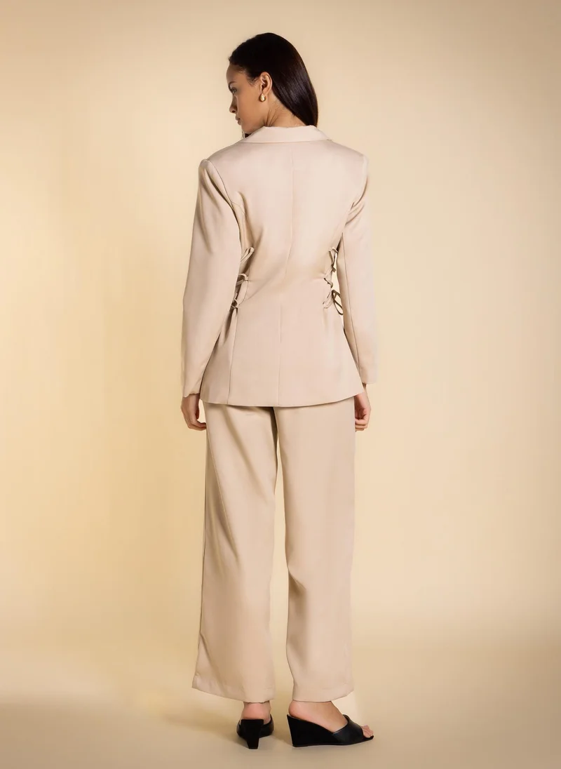 Shapes Beige CINCHED WAIST BLAZER SET for Women | Best Price UAE