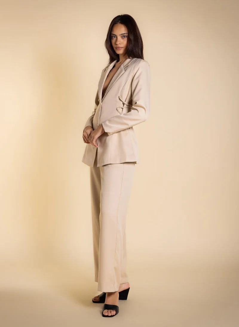 Shapes Beige CINCHED WAIST BLAZER SET for Women | Best Price UAE