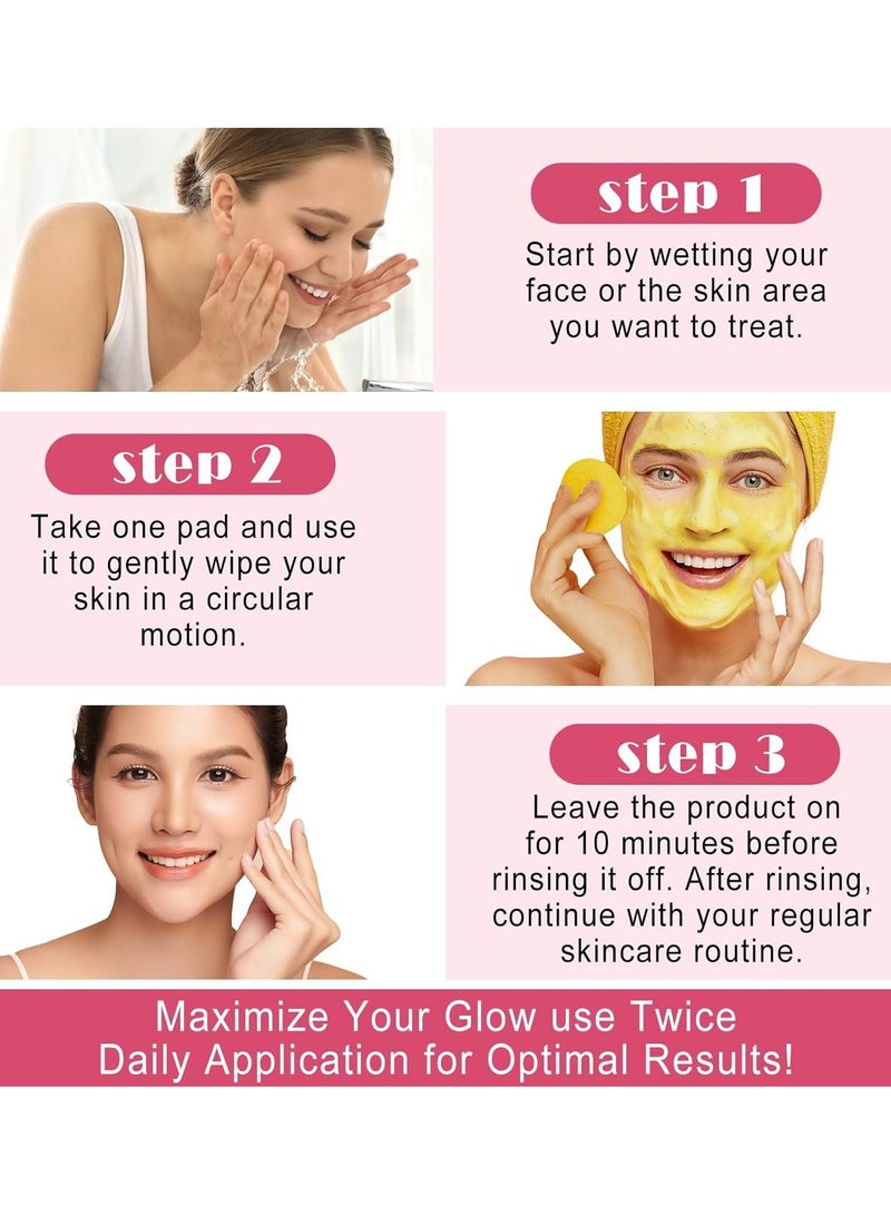 أليفر مناديل الكركم (40 قطعة) لتنظيف البقع، تساعد مناديل تنظيف حمض الكوجيك والكركم على موازنة زيوت فقدان البشرة، وتلاشي القضاء، إزالة الكيراتين الزائدة من الجلد - Image 3