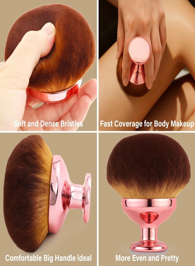 EOICCEOH Extra Large Body Makeup Brush For Self Tanner, Leg Makeup &Bronzer Blend,90 mm Wide-headed Kabuki Brush Provides More Even &Pretty Application, Oval Face&Back Makeup Brush, Wet&Dry Use- Pink Rose Gold - Image 5