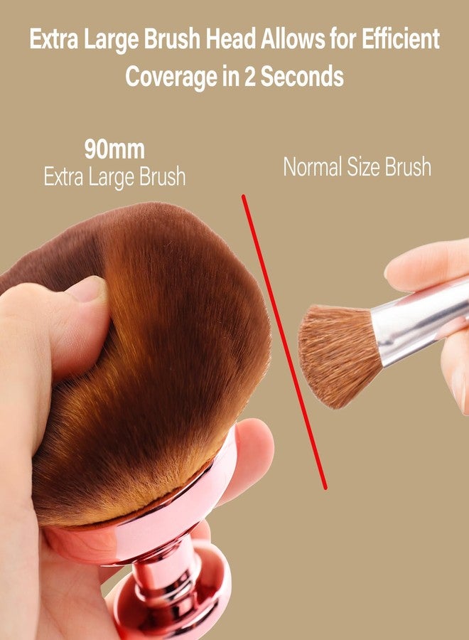 EOICCEOH Extra Large Body Makeup Brush For Self Tanner, Leg Makeup &Bronzer Blend,90 mm Wide-headed Kabuki Brush Provides More Even &Pretty Application, Oval Face&Back Makeup Brush, Wet&Dry Use- Pink Rose Gold - Image 3