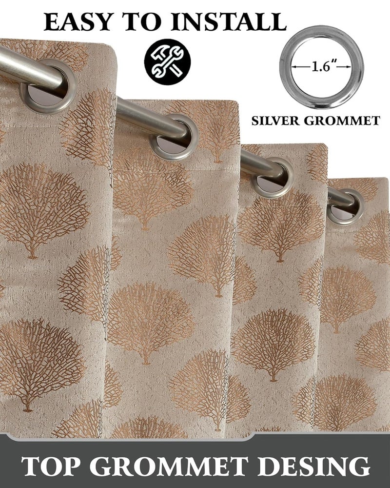 FRESH FROM LOOM Curtains for Door 7 Feet Long Door Window Curtain Premium Polyester Weaved Parda Latest Modern Parde for Living Room Bedroom Home Office Screens Eyelet Ring Beige 2Pc - Image 4