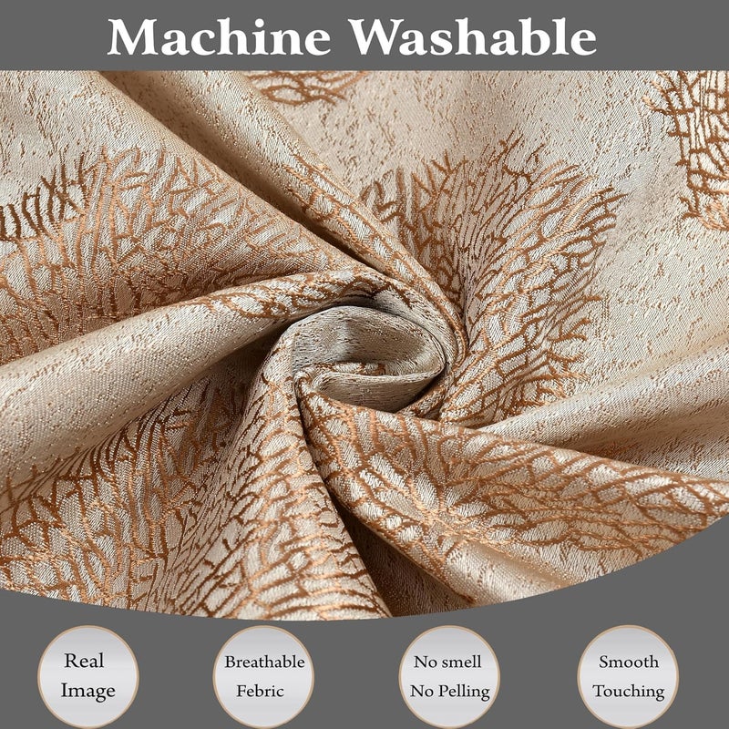 FRESH FROM LOOM Curtains for Door 7 Feet Long Door Window Curtain Premium Polyester Weaved Parda Latest Modern Parde for Living Room Bedroom Home Office Screens Eyelet Ring Beige 2Pc - Image 3