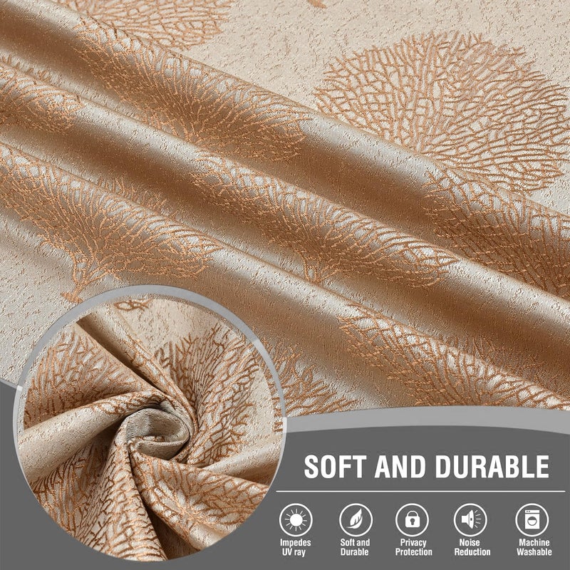 FRESH FROM LOOM Curtains for Door 7 Feet Long Door Window Curtain Premium Polyester Weaved Parda Latest Modern Parde for Living Room Bedroom Home Office Screens Eyelet Ring Beige 2Pc - Image 2
