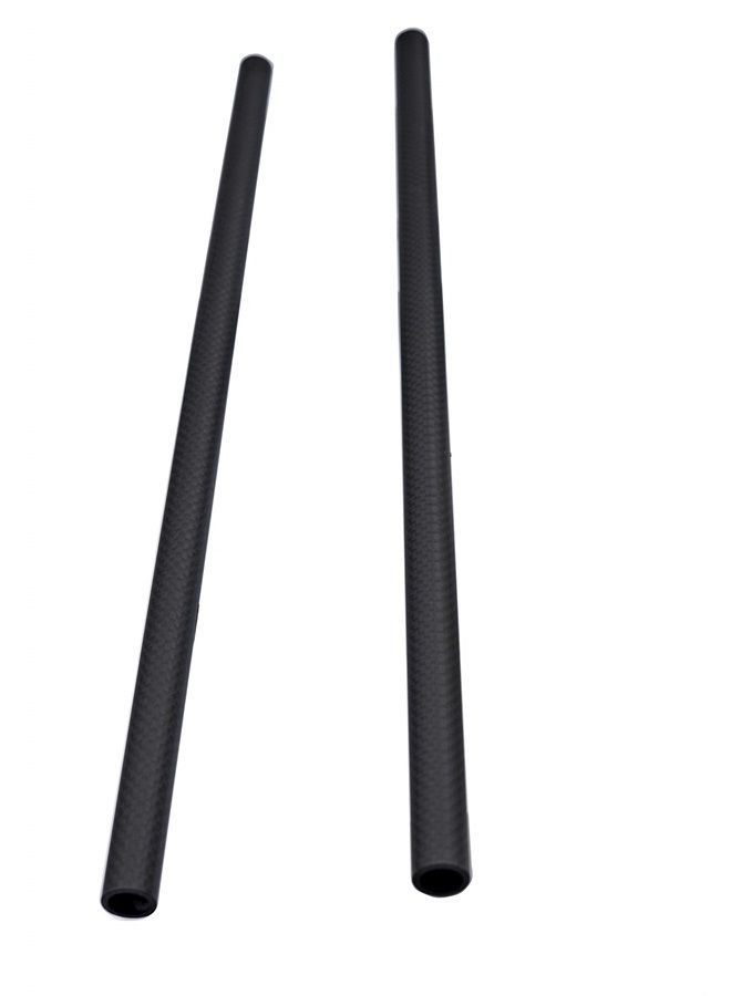 Fotasy (2 Pcs) 40cm 16 Inch Carbon Fiber Light Weight 15mm Rods for Rail Rod Support Systems, fits 15mm Mattebox, Follow Focus Shoulder Pads Rod Monitor Mount Rod Clamp Base 