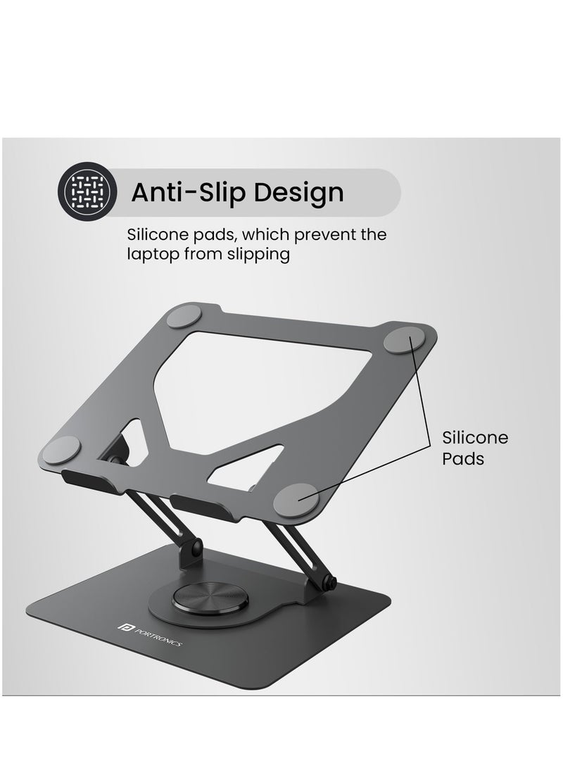 MyBuddy Metal Laptop Stand 360 Degree Rotation Adjustable Height and Angle Foldable Design Good Airflow Carbon Steel Frame Max Weight 10kg for Laptops MacBook Black  - Image 5