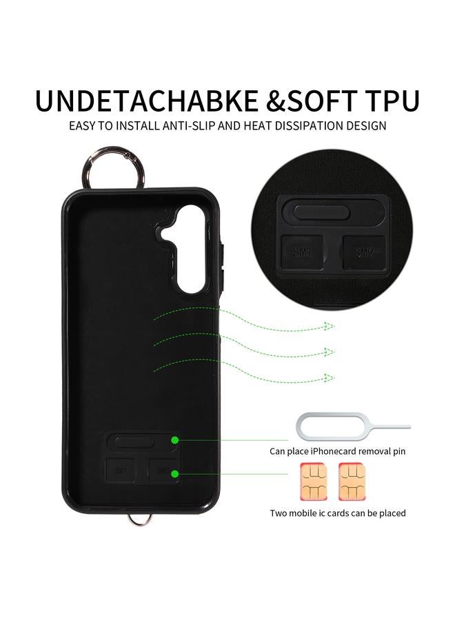 اس-توب جراب لهاتف Samsung Galaxy A25 5G Global Rhombic Texture Case Card Bag Phone مع حبل قصير - Image 3