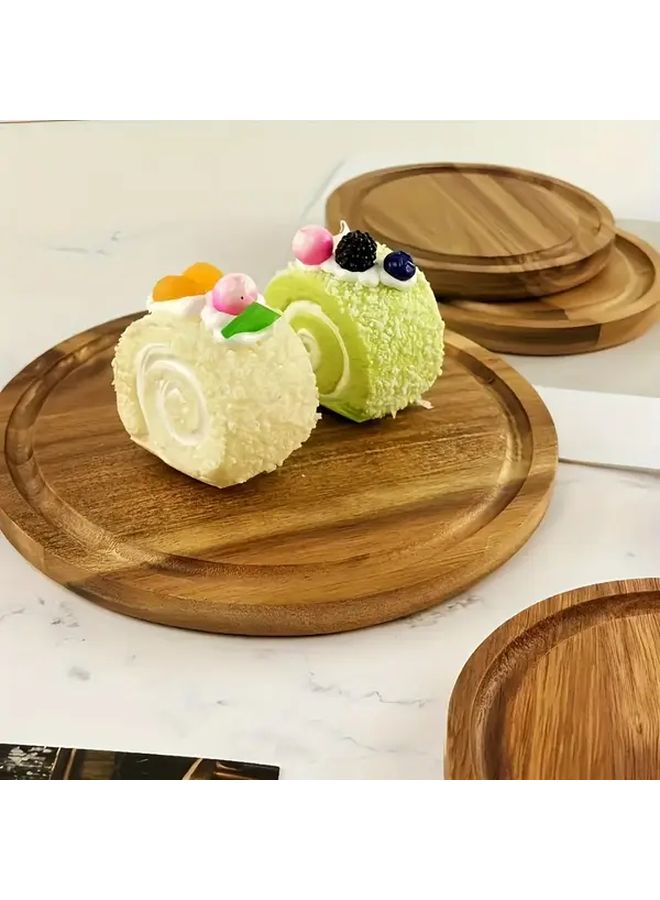 صينية تقديم شرائح اللحم من الخشب الطبيعي 5.9 بوصة، خشب صلب مخطط، طراز ريفي - Image 5