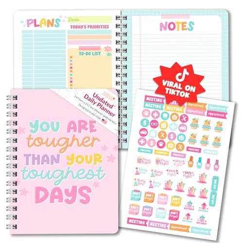 Hadley Designs Daily Planner Undated Undated Daily Planner with Hourly Schedule To Do List Notebook for Work Day Planners for Kids Adults Teacher Supplies Teacher Graduation Gifts - Image 1