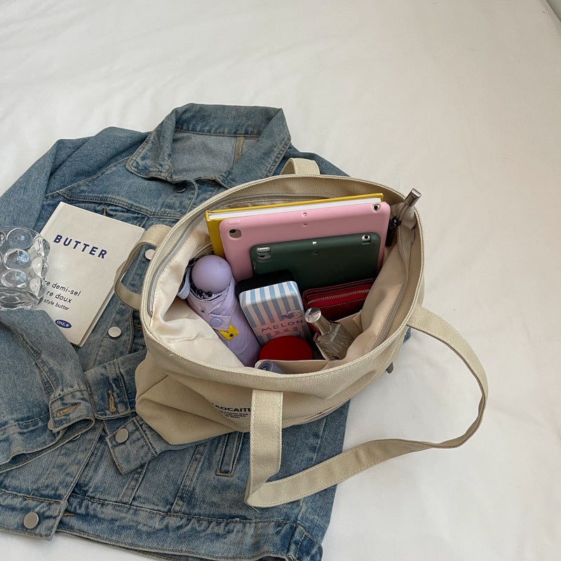2024 Retro Large Capacity Underarm Bag Women'S Bag New Simple Casual Canvas Bag Shoulder Commuter Tote Bag - Image 5