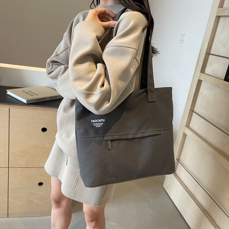 2024 Retro Large Capacity Underarm Bag Women'S Bag New Simple Casual Canvas Bag Shoulder Commuter Tote Bag - Image 4