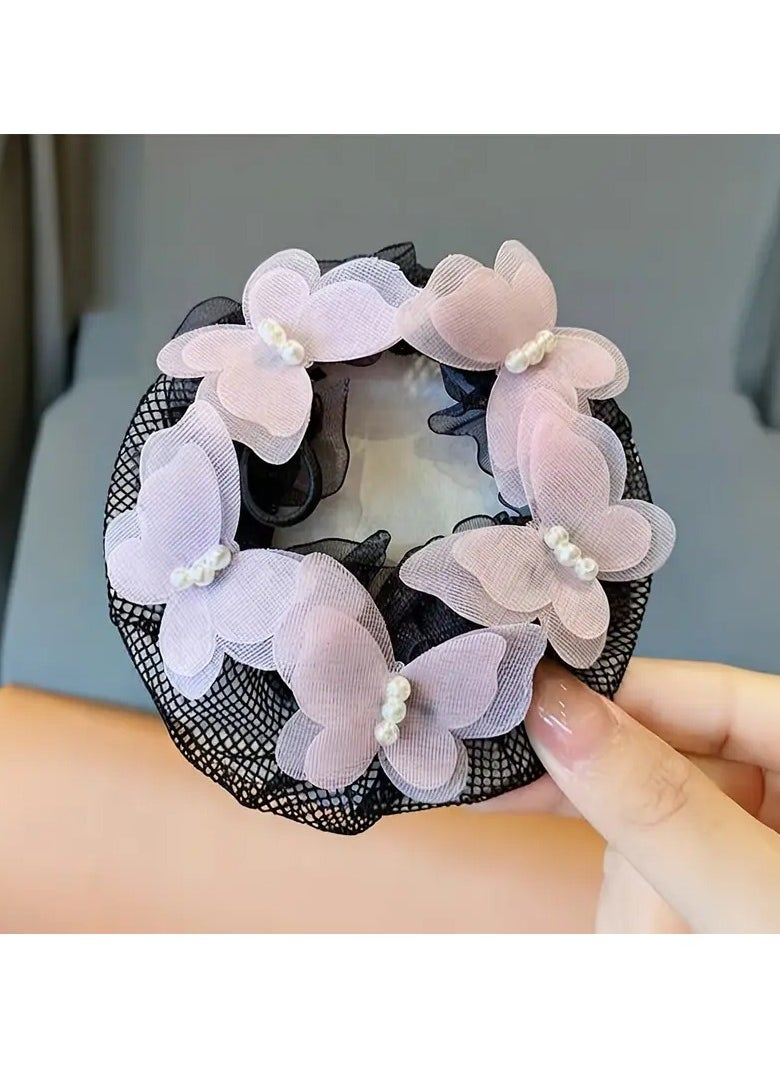 Goolsky Elegant Mesh Hair Ring with Rhinestone Butterfly Accents for Dance Performances - Single Piece Hair Accessory for Ballet, Dance Classes, Exams, and Competitions - Stylish Hair Tie for Bun Hairstyles  - Image 2