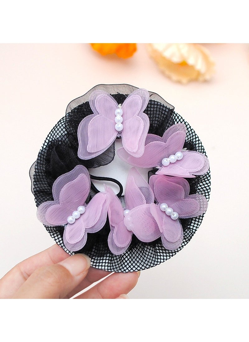 Goolsky Elegant Mesh Hair Ring with Rhinestone Butterfly Accents for Dance Performances - Single Piece Hair Accessory for Ballet, Dance Classes, Exams, and Competitions - Stylish Hair Tie for Bun Hairstyles  - Image 3