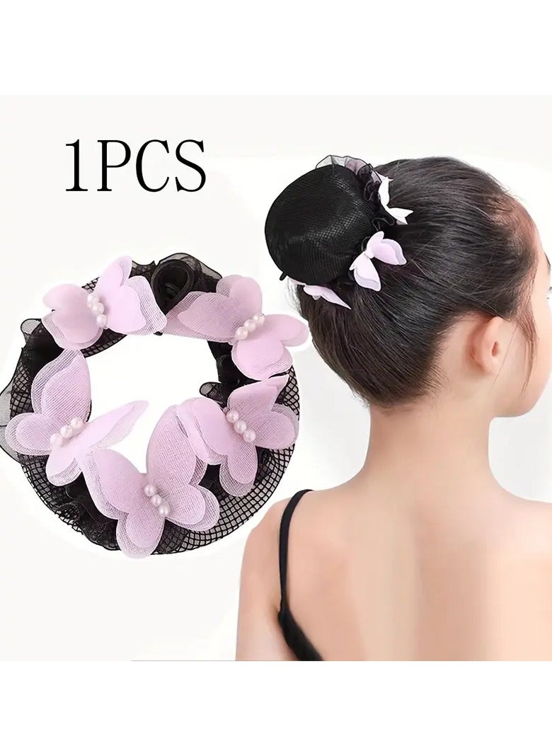 Goolsky Elegant Mesh Hair Ring with Rhinestone Butterfly Accents for Dance Performances - Single Piece Hair Accessory for Ballet, Dance Classes, Exams, and Competitions - Stylish Hair Tie for Bun Hairstyles  - Image 5