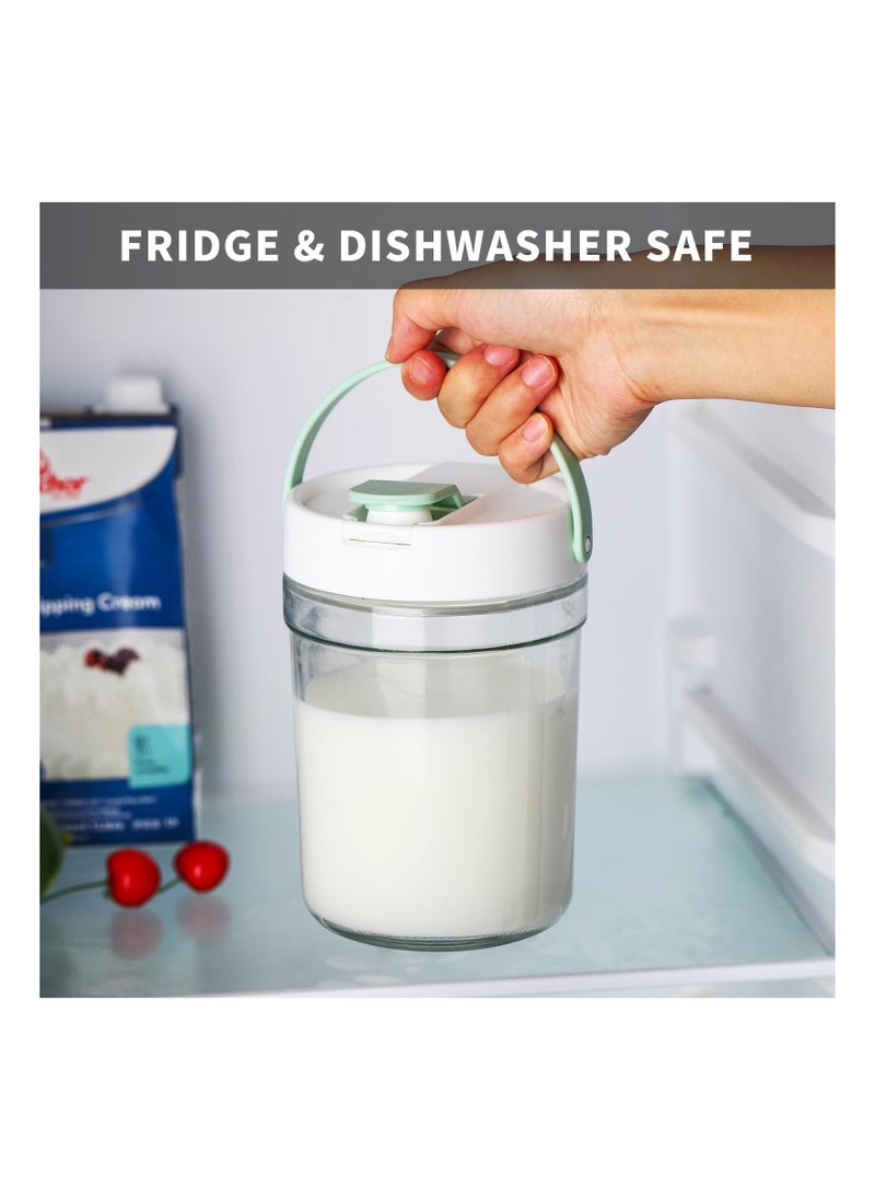 Premium Flip-Top Glass Pitcher, (40 fl.oz) Container with Handle and Spout Airtight Leakproof Jar Pitcher Design for Food Storage, Dishwasher Refrigerator Safe