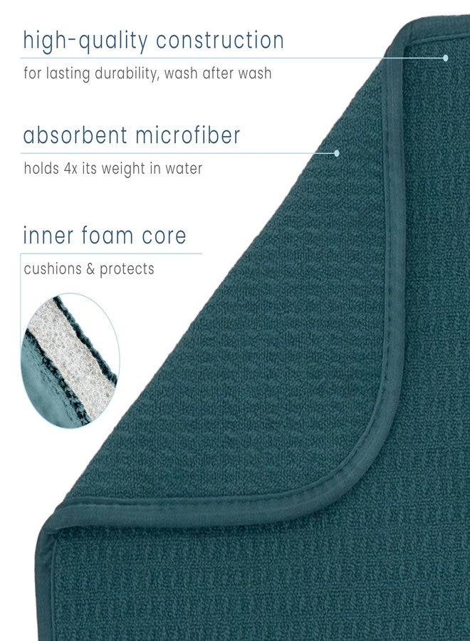 S&T INC. Dish Drying Mat, Highly Absorbent Microfiber Kitchen Counter Mat, Dish Drying Pad for Dishes, Utensils, Pots and Pans, Large 16" x 18", Tapestry Blue - Image 3