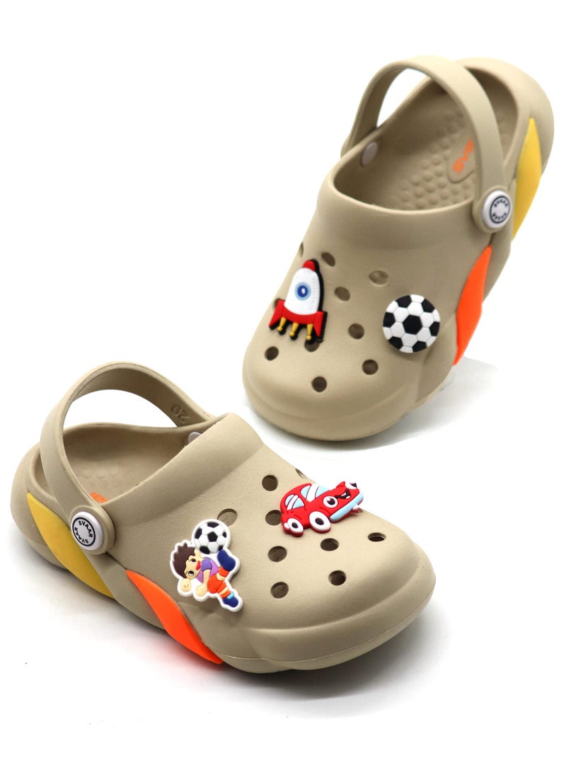 SVAAR Slingback Clog Shoes for Boys & Girls || Indoor & Outdoor Sandals Clogs for Kids with 4 Cartoon Charm - Image 1