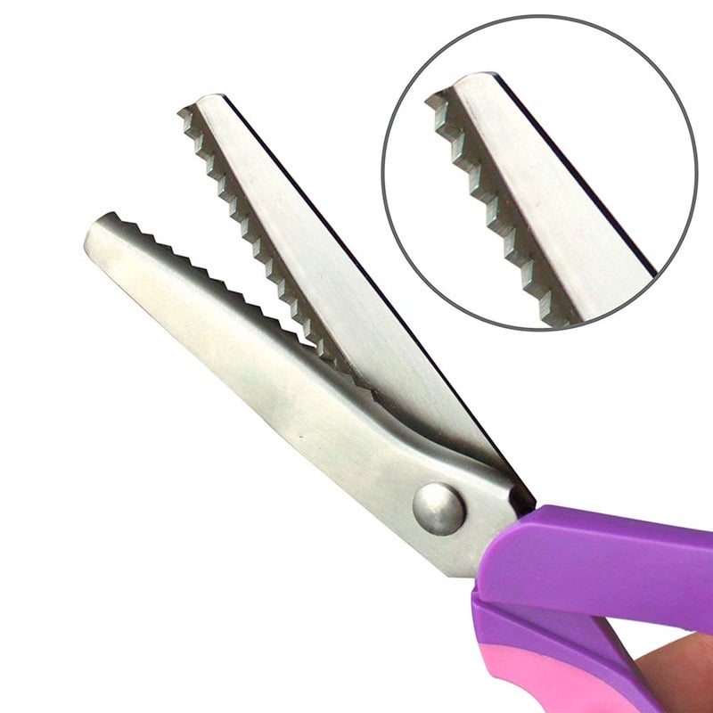 BlueSnail Pinking Shears, Stainless Steel Pinking Shears Comfort Grip Handled Professional Fabric Crafts Dressmaking Zig Zag Cut Scissors Sewing Scissors (9", Serrated, Purple) - Image 2